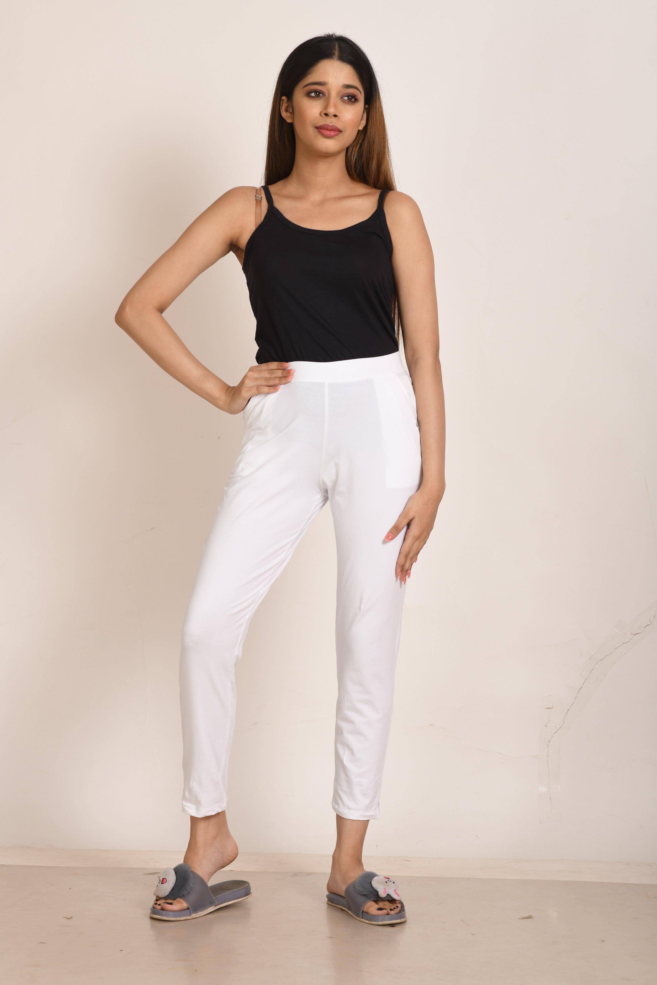 Rich Look Fashion Plain Brown and White Ladies Cigarette Pants at Rs  200/piece in Delhi